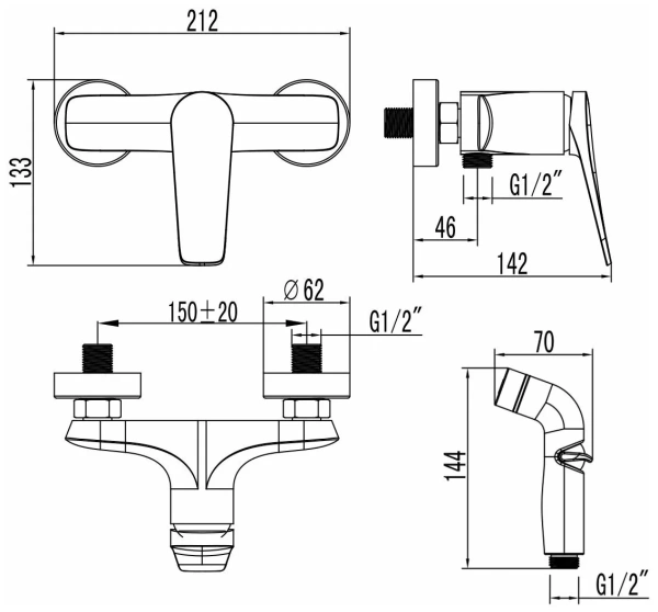 Гигиенический душ Lemark Bronx (LM3718GM)